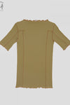 BASERANGE Ruffled Ribbed Cotton T-Shirt BAS-TTO3-RB-AU23-HUILV Gray Green TTO3-RB-000